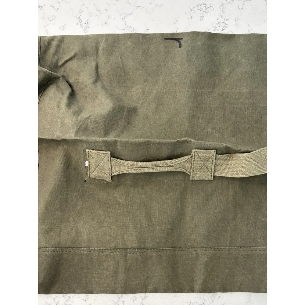 Vintage‎ Olive Green Duffel Bag Military Issue Duck Canvas Army US Duffle JAPAN